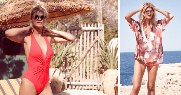 Odyssey Boutique Swimwear, Resort by Fleur Paradise Kaftan & Knotted 1-Piece in Coral