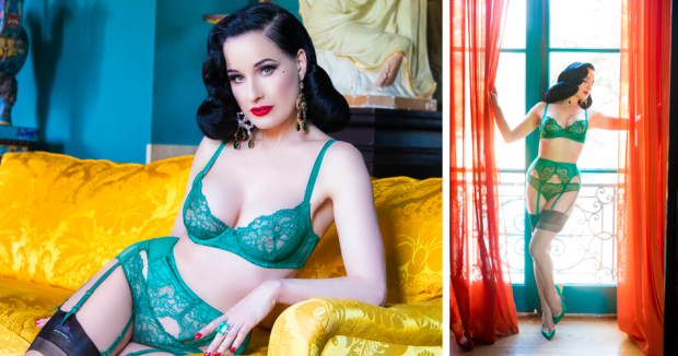 Odyssey Boutique Lingerie, Dita von Teese Tryst Evergreen Underwired Bra and Bikini Brief