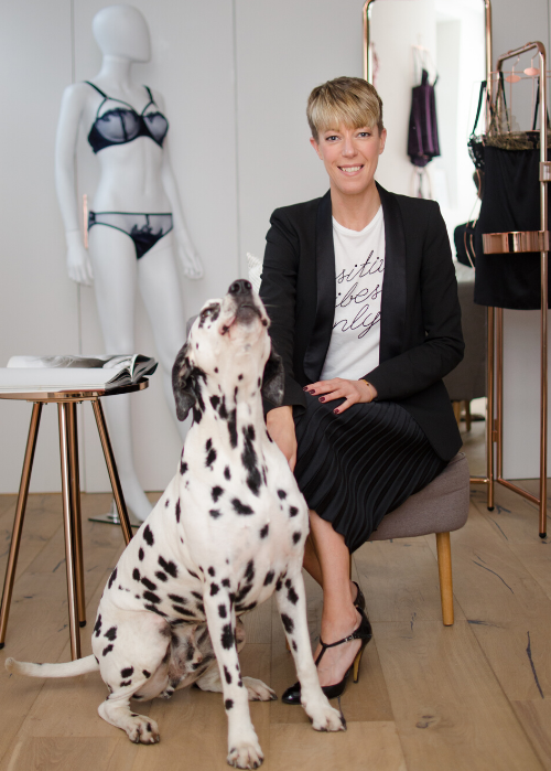 Sarah Connelly, Lingerie Fitting and Styling expert and Dalmatian
