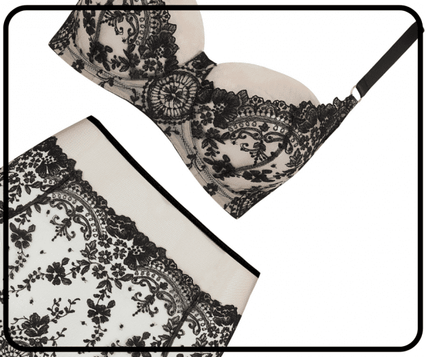 Sarah Connelly Lingerie, Katherine Hamilton Intimates, Abriele (Black) Balcony Bra and High Waisted Knicker