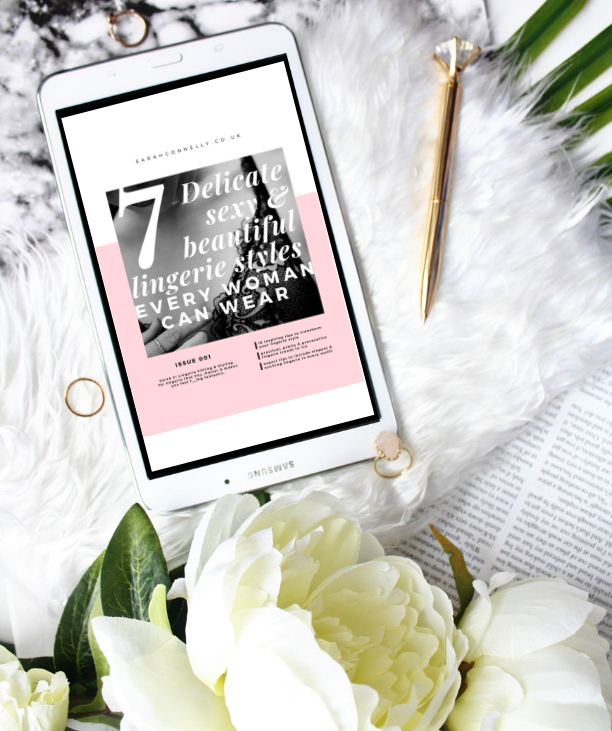 7 Lingerie styles look-book displayed on ipad next to flowers