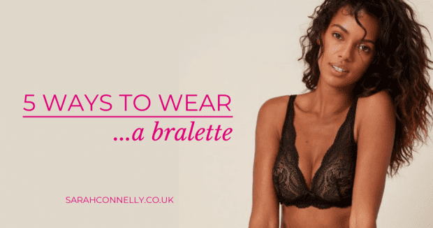 Woman wearing black lace bralette