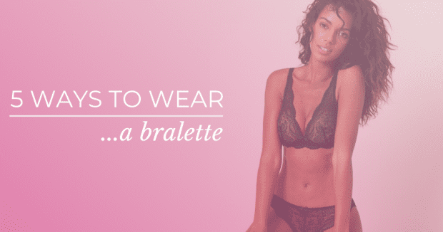 Woman wearing black lace bralette