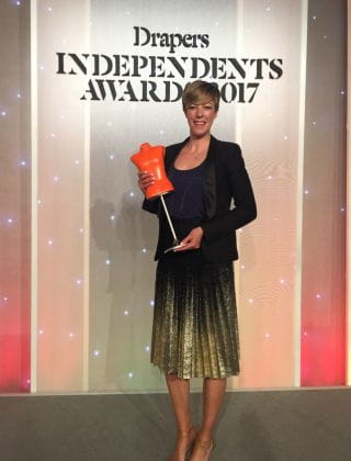 Sarah Connelly accepting Drapers Independents Award - Niche Retailer 2017