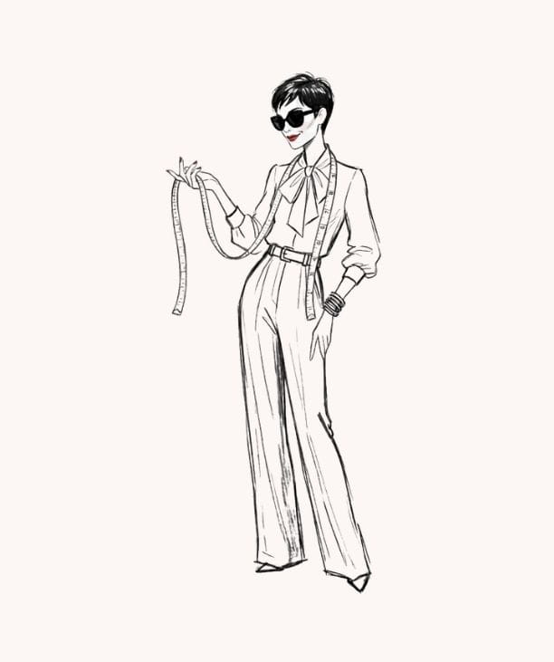 Preparing for a lingerie fitting, measuring tape in hand