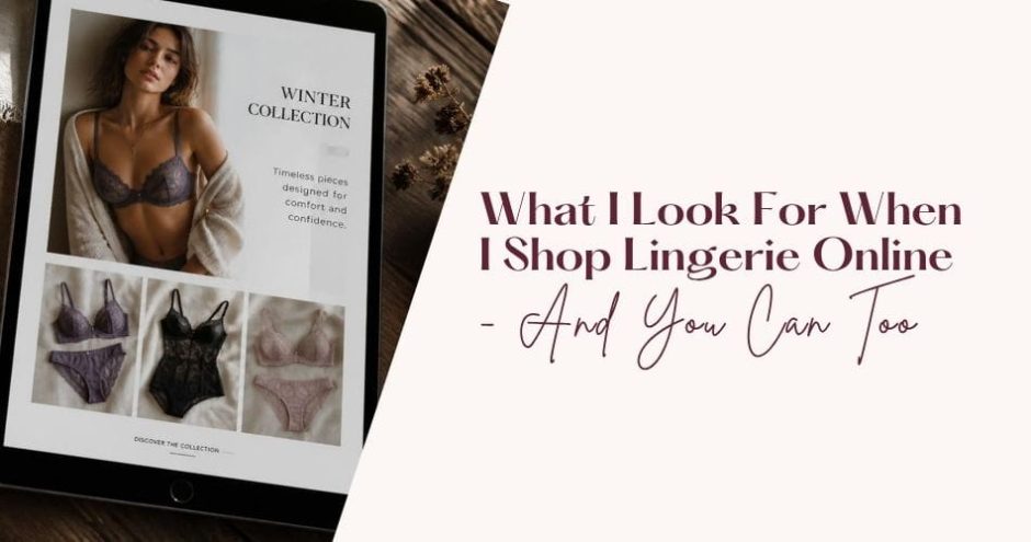 how to shop for lingerie online — evening flat lay of lingerie and laptop